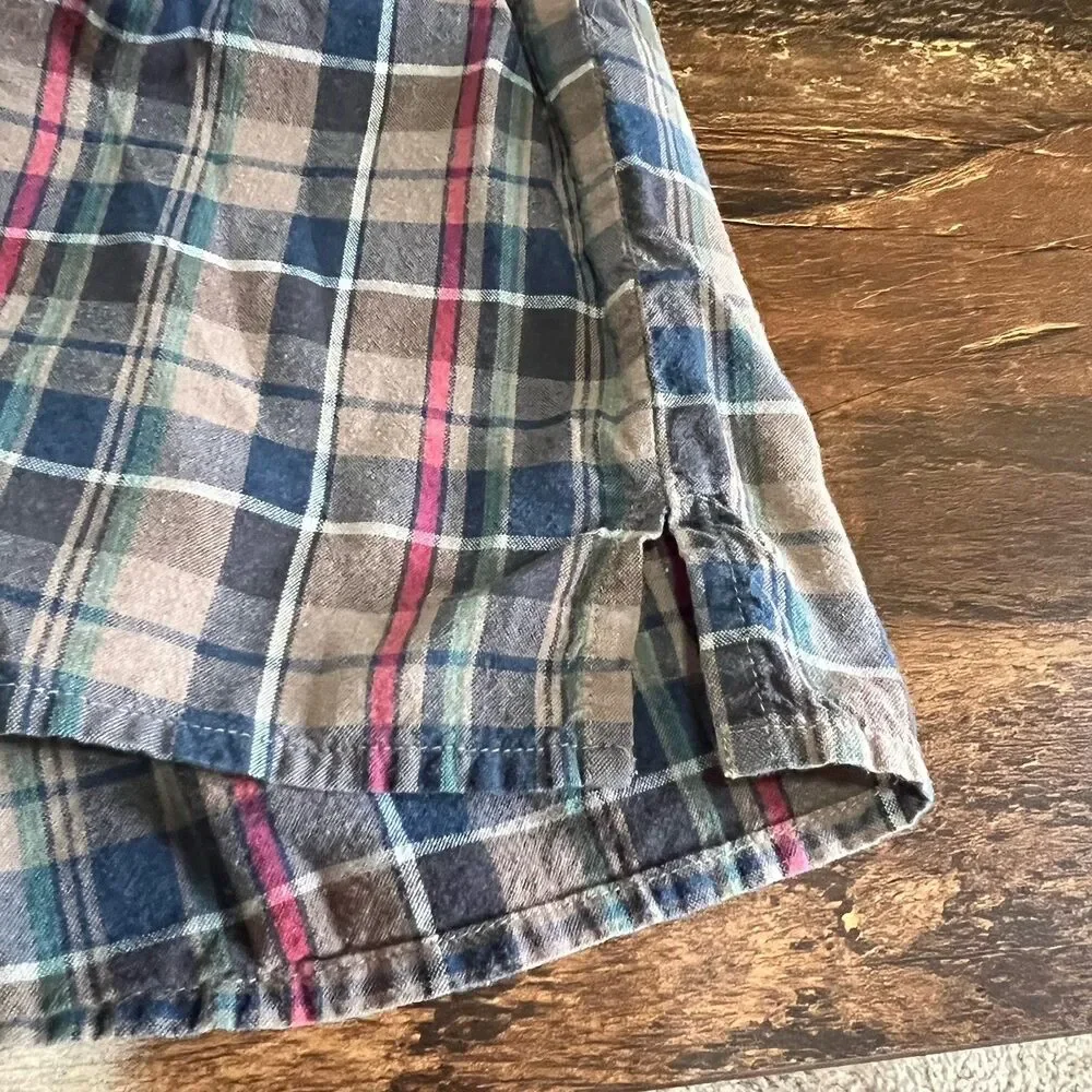 Banana Republic Mens XL 100% Cotton Plaid Short Sleeve Button Front Shirt